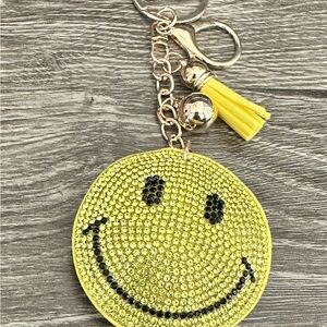Yellow Smiley Face Keychain/bagcharm with Tassel